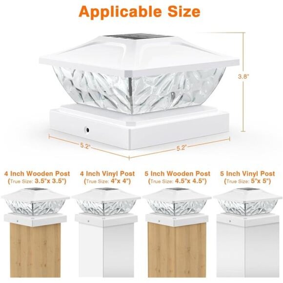 Solar Post Cap Lights 6 Pack, 2 Mode Bright Solar Post Lights Waterproof Fence - Picture 3 of 7